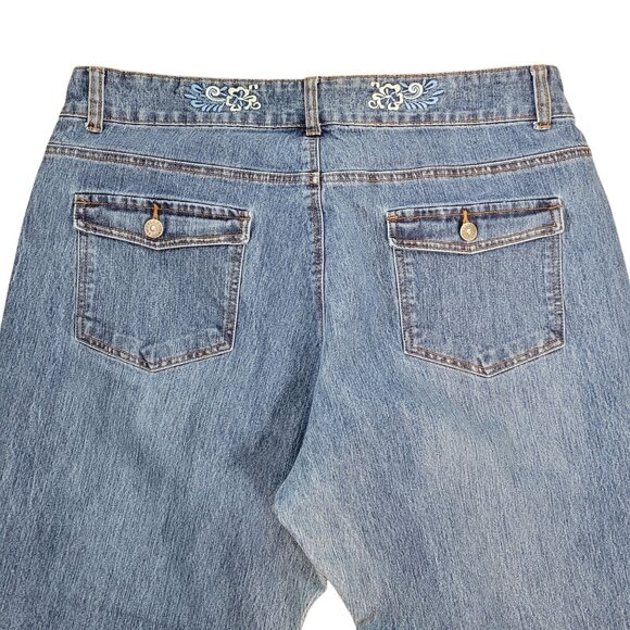 Cosmopolitan Jeanswear Embroidered Womens Blue Jeans Size 20 Low Rise - Picture 5 of 10